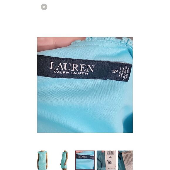 Lauren Ralph Lauren light bluish green toned sheath lattice dress NWT size 12 P - Picture 4 of 6